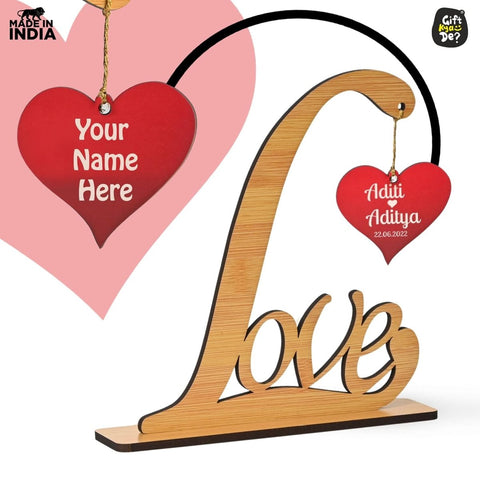 Personalized Heart-Shaped Wooden Love Sign Gift | Custom Couple Names and Date | Gift for Anniversary, Valentine's Day